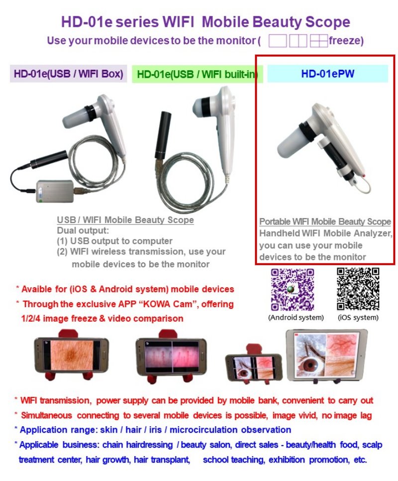Portable WIFI Mobile Beauty Scope, HD-01ePW - Kowa Optics Corp.
